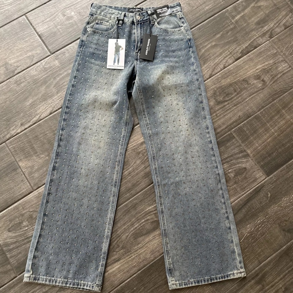 Ashley Mason High Rise Blinged Jeans Size 1/25 Concert Jeans